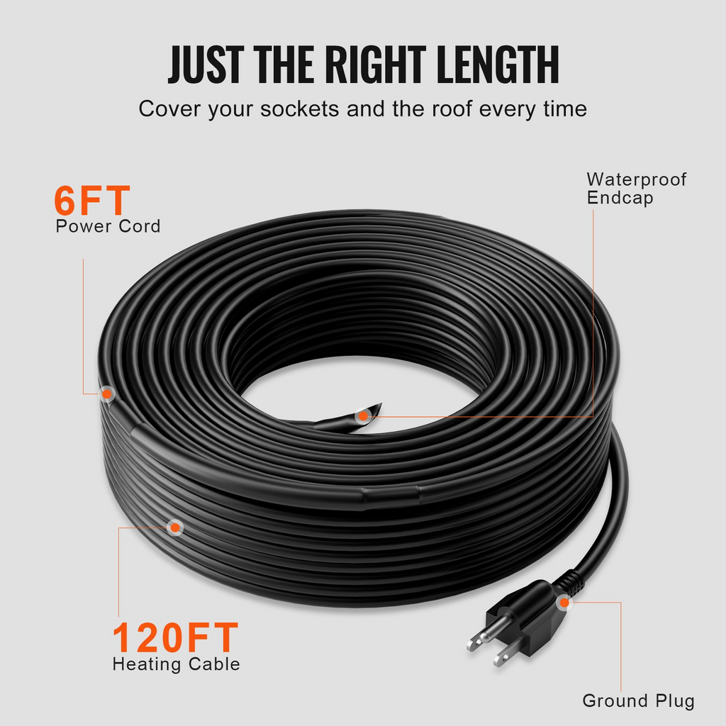 Cable calefactor autorregulable VEVOR de 120 pies y 5 W por pie