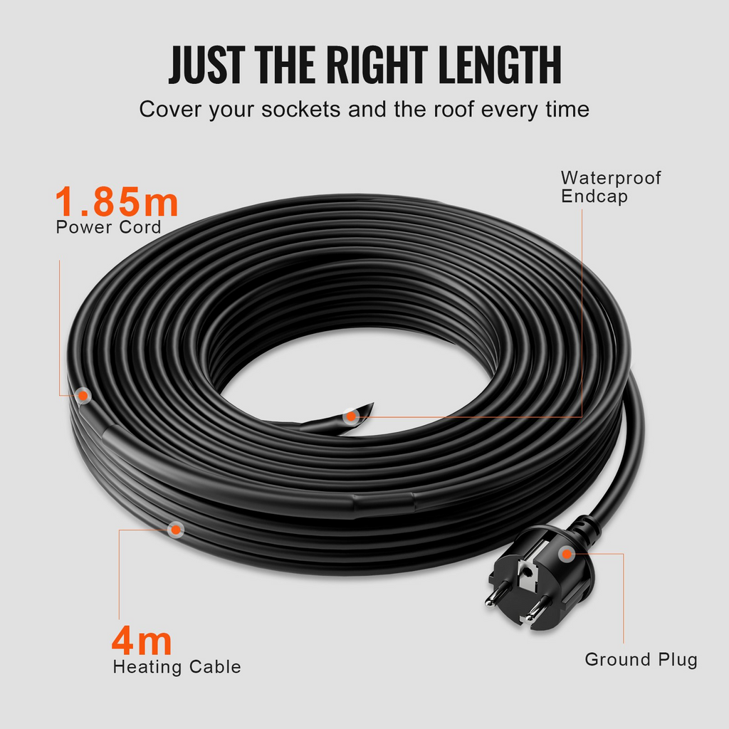 Cable calefactor autorregulable para tuberías de 3,6 m y 5 W/pie