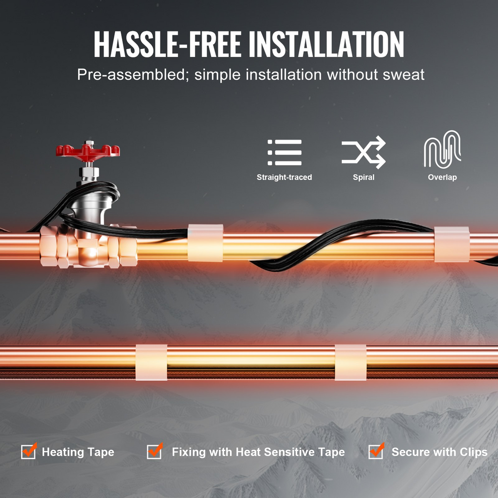 Cable calefactor autorregulable para tuberías de 3,6 m y 5 W/pie