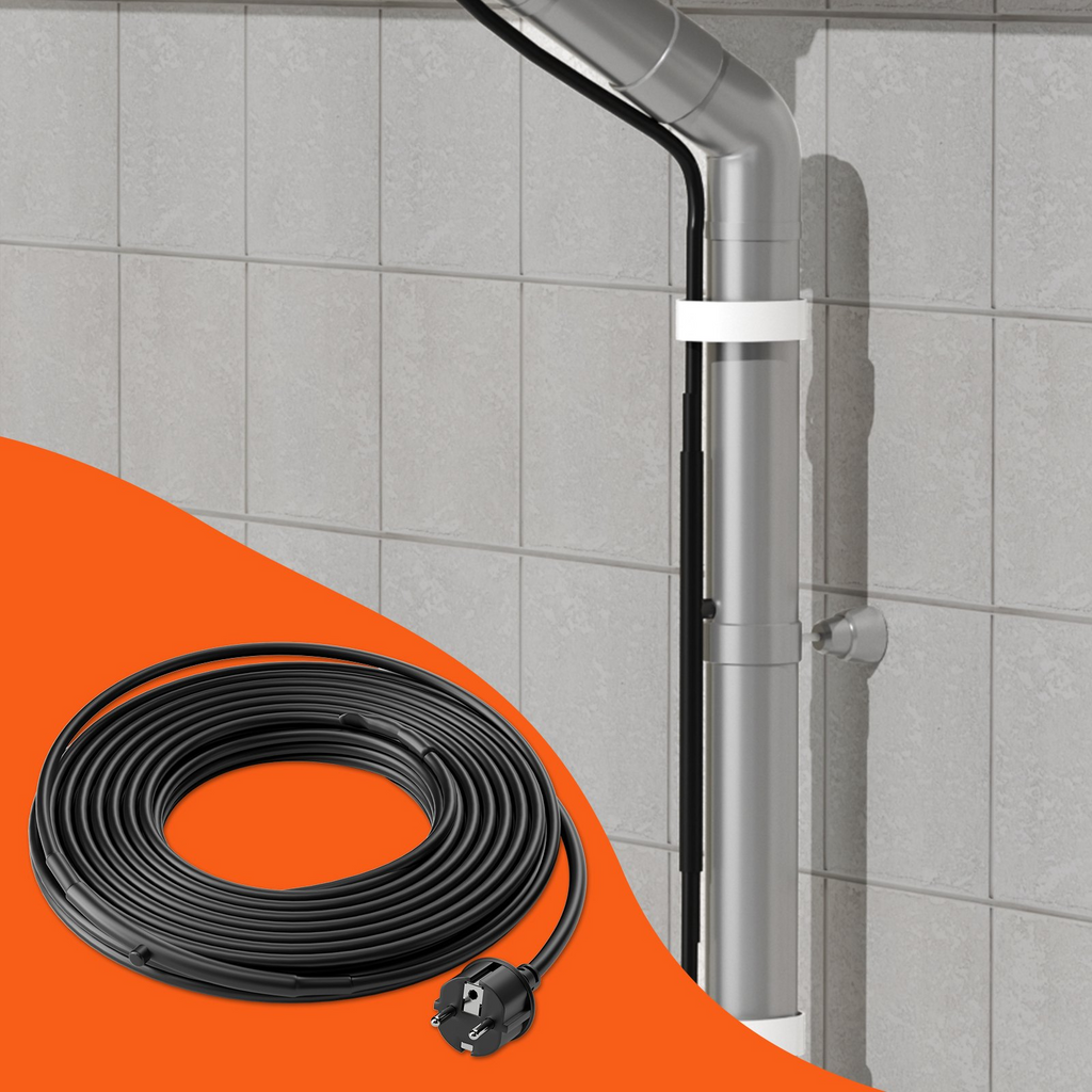 Cable calefactor autorregulable para tuberías de 3,6 m y 5 W/pie con termostato