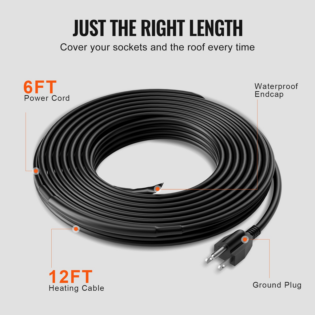 Cable calefactor autorregulable para tuberías de 3,6 m y 5 W/pie