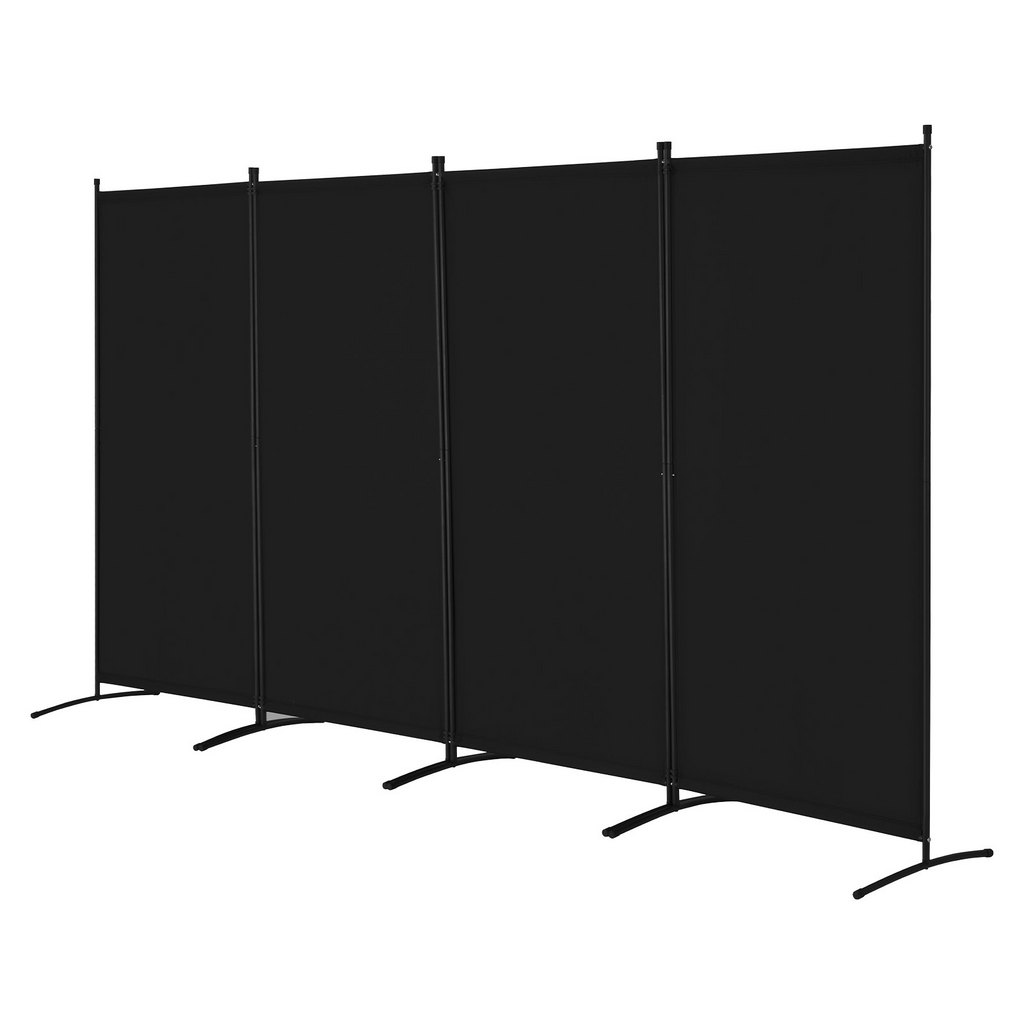 Biombo divisor de tela de 4 paneles para oficina, dormitorio, color negro