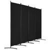 Biombo divisor de tela de 4 paneles para oficina, dormitorio, color negro