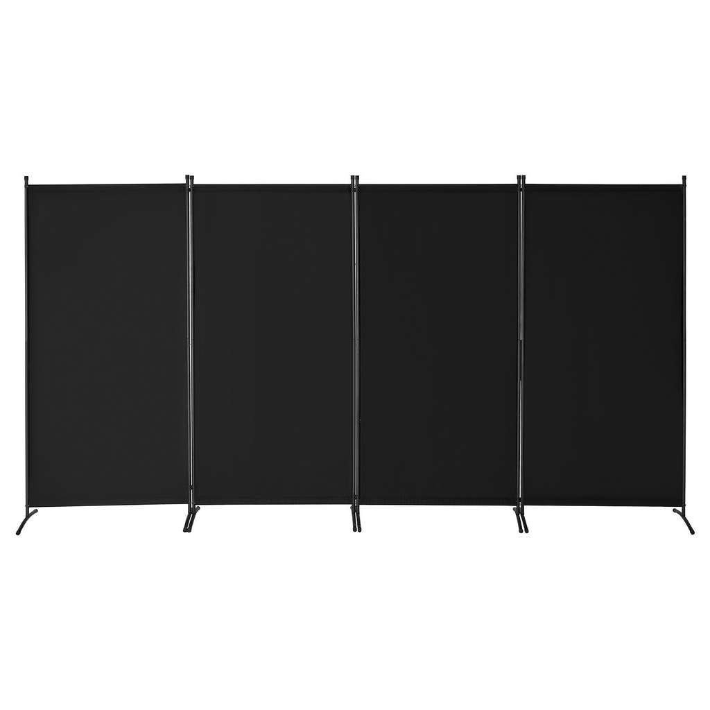 Biombo divisor de tela de 4 paneles para oficina, dormitorio, color negro