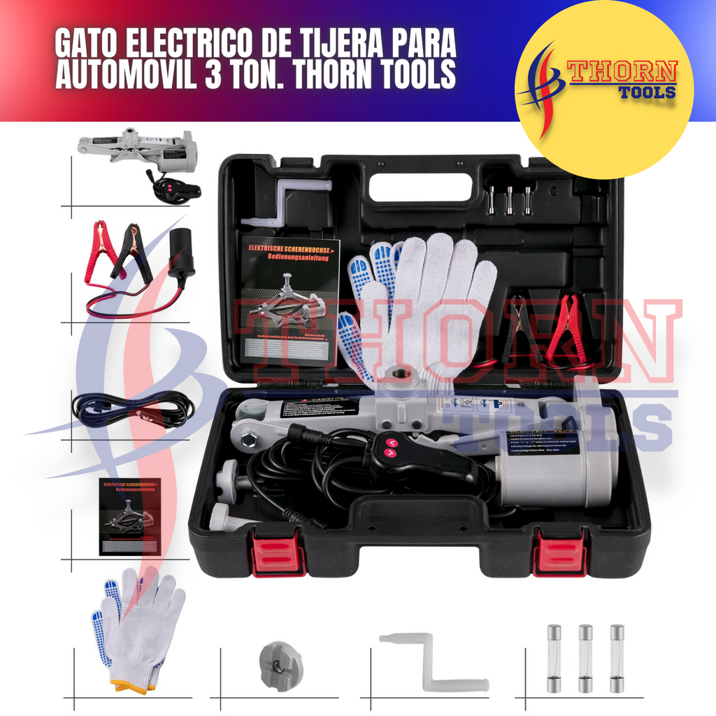 Gato Electrico de Tijera para automovil 3 Ton. Thorn tools