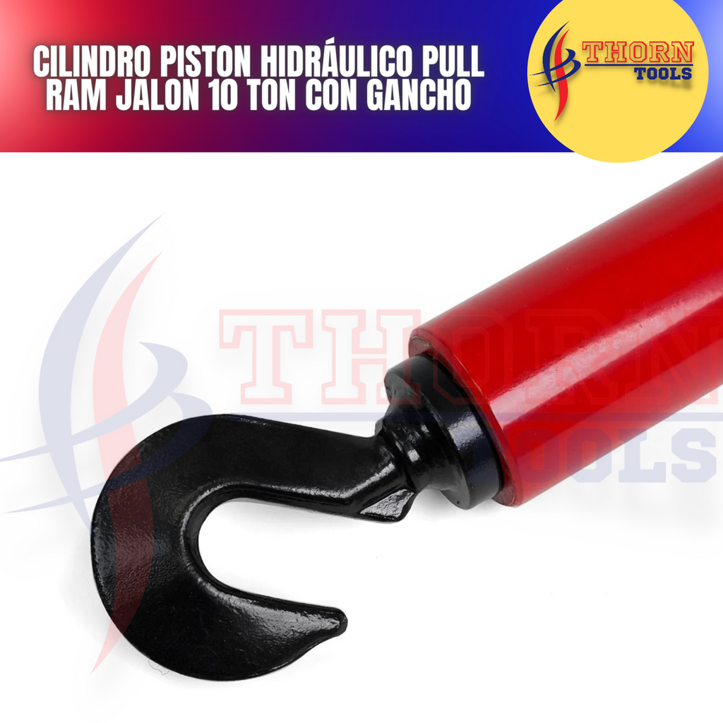Cilindro Piston Hidráulico pull ram Jalon 10 Ton Con Gancho