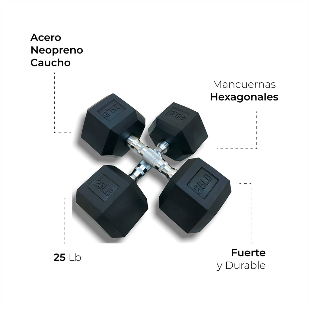 Mancuernas Hexagonales 2 Piezas 25 Lb Acero Neopreno Caucho