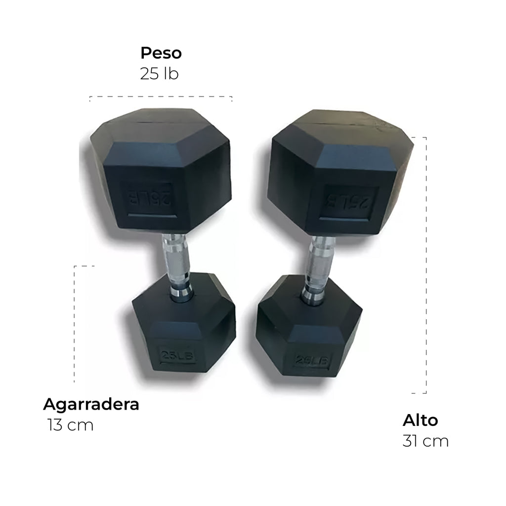 Mancuernas Hexagonales 2 Piezas 25 Lb Acero Neopreno Caucho