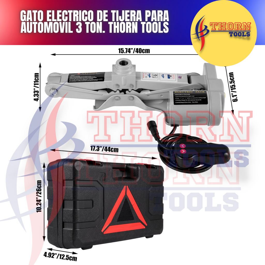 Gato Electrico de Tijera para automovil 3 Ton. Thorn tools