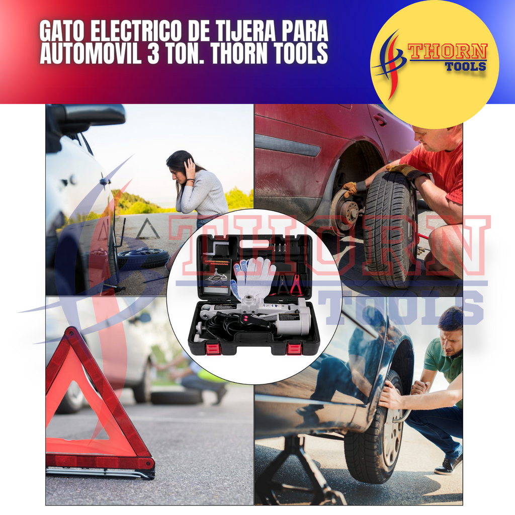 Gato Electrico de Tijera para automovil 3 Ton. Thorn tools