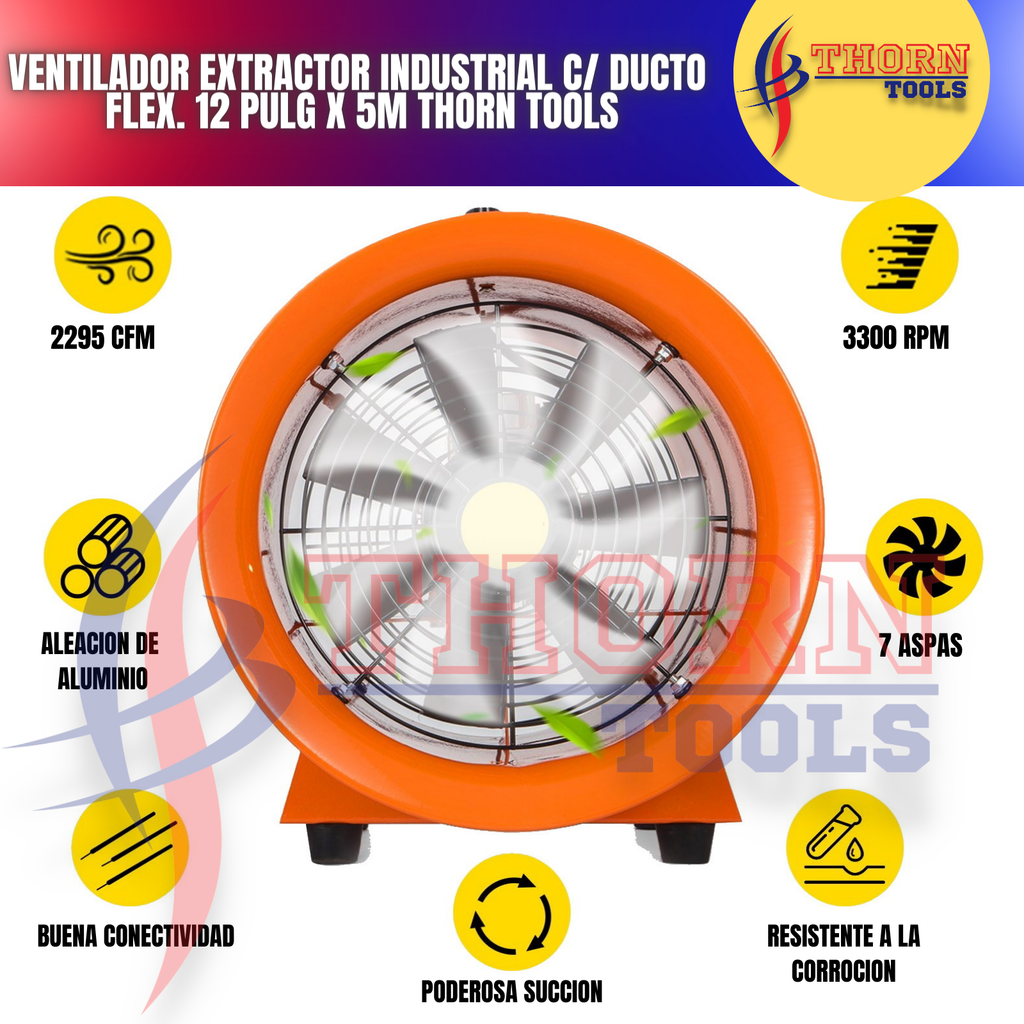 Ventilador Extractor Industrial C/ Ducto Flex. 12 pulg x 5M – DISTRIBUIDORA  TOOLCOMEX SA DE CV