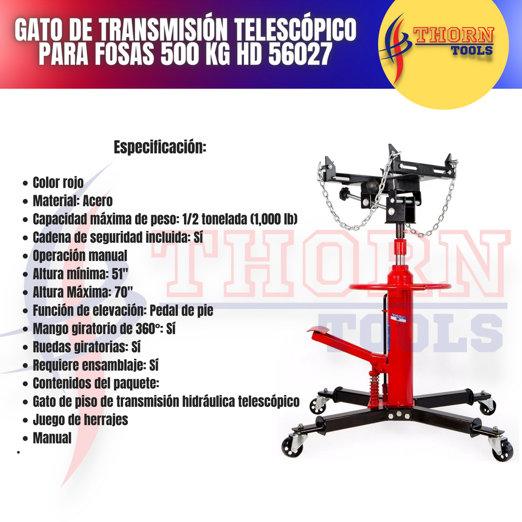 Gato de Transmisión Telescópico Para Fosas 500 Kg hd 56027 – DISTRIBUIDORA  TOOLCOMEX SA DE CV