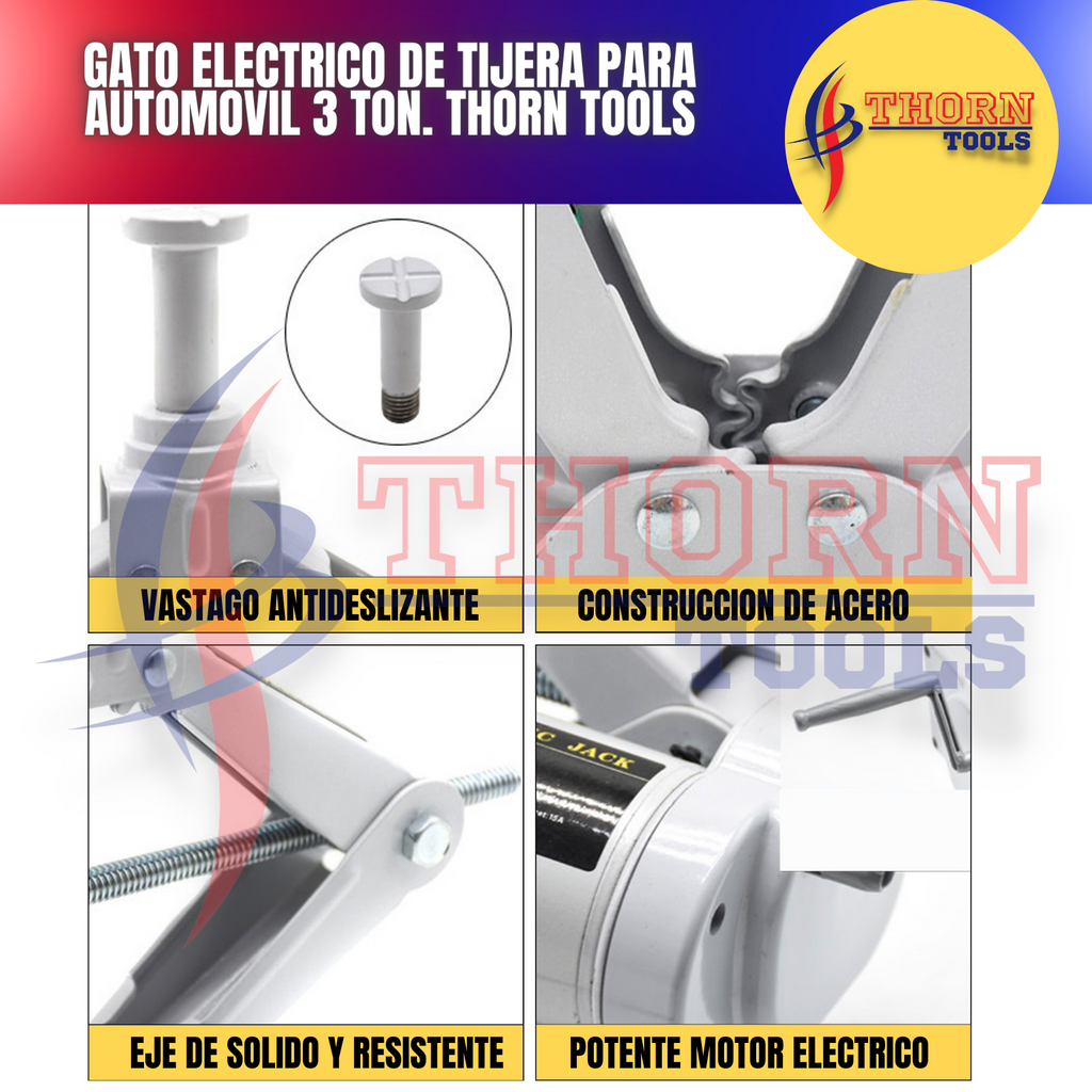 Gato Electrico de Tijera para automovil 3 Ton. Thorn tools