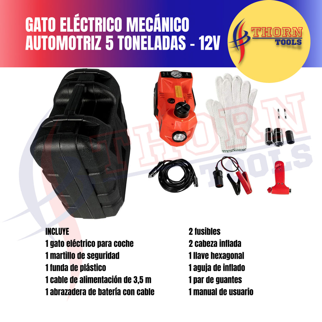 Gato Electrico Mecanico Automotiz  5 ton. 12v Thorn tools