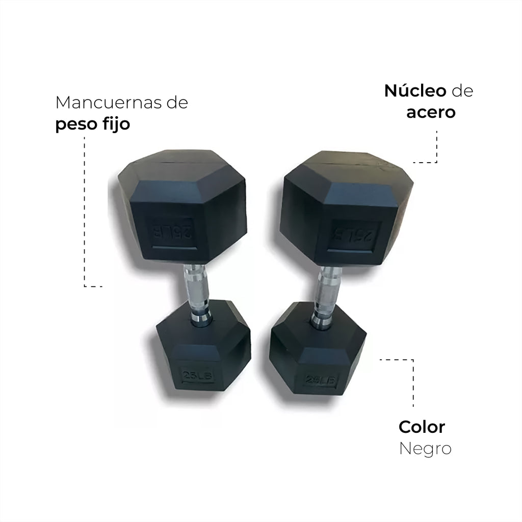 Mancuernas Hexagonales 2 Piezas 25 Lb Acero Neopreno Caucho