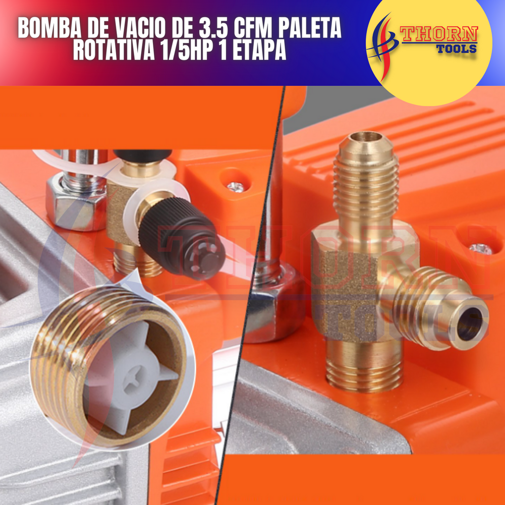 Bomba de vacio de 3.5 CFM paleta rotativa 1/5HP 1 etapa